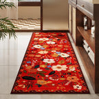 Runner Rug for Hallways Kitchen Rug Non Slip 2'x 6' Washable Runner Rugs with Rubber Backing Soft Floral Carpet Runner for Hallways, Kitchen, Laundry, Bedroom, Bathroom(Red)