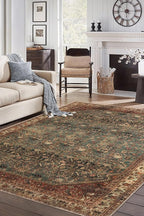 Keen Home Design 10x14 Rug - Machine Washable Area Rug with Non-Slip Backing, Ideal for Living Room, Dining Room, Bedroom - Vintage, Easy Clean, Durable, Low Pile Rug - (9'7" x 14')