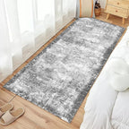 2'6'' x 8' Washable Area Rug - Low Pile Soft Vintage Indoor Rug for Living, Dining or Bedroom - Lightweight Carpet with Non-Slip Backing - Foldable for Easy Placement, Grey