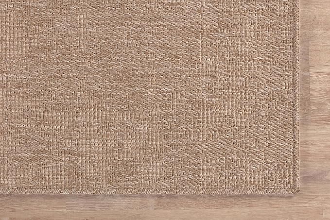 CAMILSON Easy Jute Rug 4x6, Indoor Outdoor Natural Color Fiber Area Rugs for Living Room Patio and Kitchen Rug, Solid Boho Woven Design, Easy-Cleaning, Washable Outside Carpet Alfombras (4 x 6)