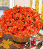 Ivydale Artificial Fall Flowers for Outdoors, 4 Bundles Faux Silk Bougainvillea Flower Plants Fake Outdoor Flowers for Planter Patio Porch Window Garden Home Decoration, Fall Orange