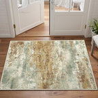 2x3 Rugs for Entryway Entrance Kitchen Bathroom, Machine Washable Modern Abstract Soft Area Rug, Low Pile Indoor Floor Carpet with Non Slip Backing, Orange Green