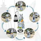 Rabbit Solar Lights Lantern Garden Statues with Succulent and 4 LED Lights - Outdoor Bunny Welcome Figurines Decorations for Patio Yard Lawn Ornaments Gifts for Birthday Easter Housewarming