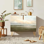 SIGNWIN Sideboard Buffet Cabinet, Kitchen Storage Cabinet with 2 Doors, Sunset Sky Over Wild Countryside Field, Cupboard Console Table for Dining Room - 35" L x 18" W x 29" H