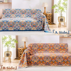 Boho Throw Blanket for Bed, 100% Cotton Soft Rustic Quilt Fall Blanket, 90"x98" Floral Printed Farmhouse Decor Bed Blankets, All Season Rustic Reversible Bohemian Throw Quilt