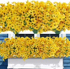 Uieke 72 Bundles Artificial Flowers for Outdoors UV Resistant No Fade Yellow Fake Flowers for Outside Home Garden Porch Window Box Home Spring Summer Décor (Yellow)