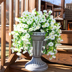 Ivydale 2 PCS Artificial Hanging Flowers Fake Plants Outdoor,Silk Morning Glory Faux Flowers with Eucalyptus Leaves,UV Resistant Realistic Mums Hanging Petunias Plants for Home Garden Decor (Beige)