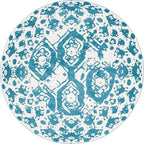 Unique Loom Rosso Collection Vintage Traditional Distressed Blue Round Rug (8' 0 x 8' 0)