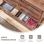 ACCOHOHO Farmhouse 9 Drawer Dresser for Bedroom, 36 Inch Tall Modern Dresser TV Stand with Large Drawers & Bar Handles, Rustic Wood Chest of Drawers for Bedroom, Living Room, Hallway, Brown