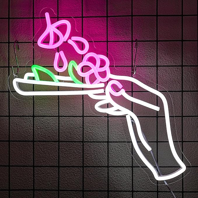 Holding Neon Sign for Berdroom Hand Neon Light Green Leaf Neon Light Sign for Wall Decor Gesture LED Neon Signs for Beer Bar Man Cave Living Room Hotel Pub Recreation Room Art Wall Decoration