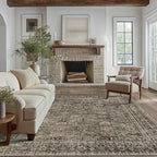 Area Rugs 8x10 for Living Room Bedroom, Vintage Machine Washable Stain Resistant Rug, Large Soft Low Pile Sage Charcoal Foor Mat with Non Slip Backing for Dining Room