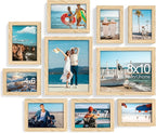 decorUhome Picture Frames Collage Wall Decor for Photo Gallery Display, Assorted Picture Frames set of 10 Including Two 8x10 / Four 5x7 / Four 4x6 for Family Wall Decor, Natural, 10 Pack