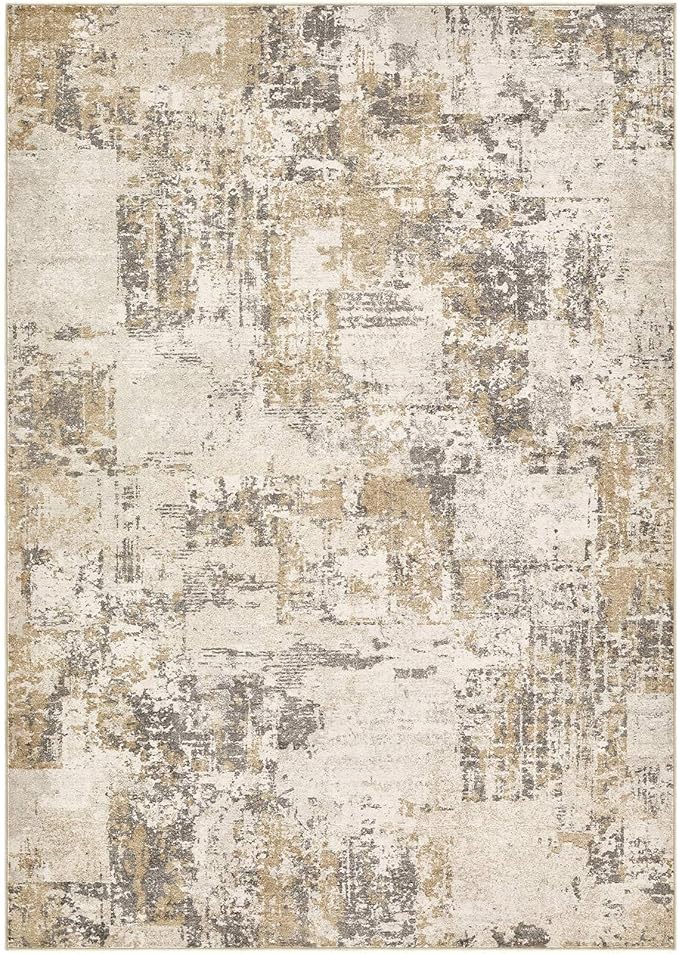 Tortania Washable 3x5 Area Rug - Modern Abstract Neutral Rugs Indoor Soft Thin Mat Non Slip Carpet for Entrance Front Door Living Room Bedroom Home Floor Decoration - Beige/Brown/Gray