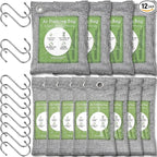 12 Pack Bamboo Charcoal Air Purifying Bag, Activated Charcoal Bags Odor Absorber, Moisture Absorber, Natural Car Air Freshener, Shoe Deodorizer, Odor Eliminators For Home, Pet, Closet (8x50g, 4x200g)