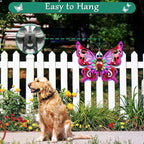 Solar Garden Light, Metal Butterfly Wall Art, 19" Large Hanging Decor for Garden Patio Fences Porch Yard Art Outdoor Wall Decor, Weatherproof Decorative Lighting, Housewarming Wedding Birthday Gift