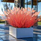 Fake Grass Fall Flowers Artificial Shrubs Artificial Grass Wheatgrass Cattails Fake Grass Decorations Artificial Plants Ornamental Grass Outdoor Grass Green Leafy Decorations (12PCS)Orange