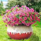 10 Bundles Artificial Faux Flowers for Outdoor,10Pcs Fake Flowers for Home Decor,Plastic Flowers Shrubs Lifelike Artificial Greenery Home Porch Stems Outside Decor(Rose Red)