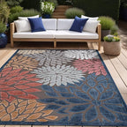 Beverly Rug Outdoor Rug 9x12 Large Modern Floral Tropical Area Rugs for Indoor and Outdoor Patio Easy to Clean Non Shedding Living Room Porch Garden Washable Outside Carpet (9 x 12 Brown)