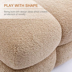 Zesthouse Square Pouf Ottoman, Modern Ottoman Coffee Table for Living Room, Fuzzy Sherpa Stool Foot Rest, Upholstered Tufted Stool for Couch, Tan