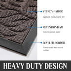 Yimobra Door Mat Indoor Outdoor Entrance, Non Slip Welcome Front Doormats, Heavy Duty Rubber Backing, Stain and Fade Resistant, Low Profile, Easy Clean Patio Garage Floor Mats, 47 x 32, Brown