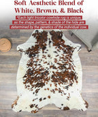 Light Tricolor Cowhide Rug Premium Cowhides Leather with Mixed White, Brown & Black Color Pattern - Natural Cowhide Rug for Office & Home Decor - Cow Hide Rugs 6x6-7 ft