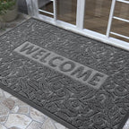 Yimobra Welcome Matt Outdoor 60x36, Waterproof All-Season Front Door Mat, All-Weather Doormat, Sturdy Natural Rubber, Fade Resistant, Low Profile, Easy Clean Patio Porch Entryway Mat, Grey