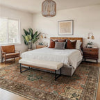 GENIMO 5x7 Area Rugs for Living Room, Machine Washable Non Slip Vintage Rugs, Low Pile Lightweight Chenille Print Rug for Bedroom, Dining Room, Home Office, Rosewood