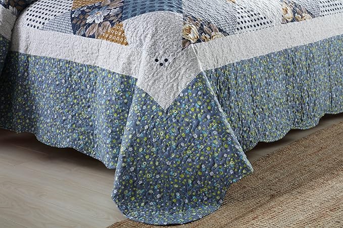 Travan 3-Piece King Bedspread Quilt Sets Patchwork Floral Oversized Reversible Soft Quilted Bedding Coverlet Set for All Seasons, King Size
