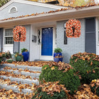 Artificial Fake Fall Hanging Flowers Plants Basket for Outdoor Autumn Decoration, Faux Silk Morning Glory Long Vines Realistic UV Resistant for Outside Home Porch Garden (Fall Orange+Light Orange)