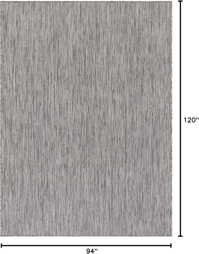 Washable Indoor Outdoor Rug 8x10 Weather Resistant Area Rugs Modern Solid for Porch Deck Balcony Backyard Patio Outside Carpet (8 X 10 Silver Grey)