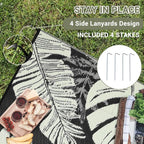 GAOMON Outdoor Rug Waterproof 9x18 Patio Rug Reversible Camping Mat, Foldable Portable Outdoor Plastic Straw Rugs RV Picnic Carpet with Bag & 4 Stakes, UV Resistant Outside Carpet for Deck Balcony