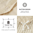 Bedsure Cooling Waffle Duvet Cover Queen - Cotton Blend Rayon Derived from Bamboo Duvet Cover Set for Hot Sleepers, Breathable Bedding Set with a Vintage Charm, 3 Pieces (Beige, Queen, 90"x90")