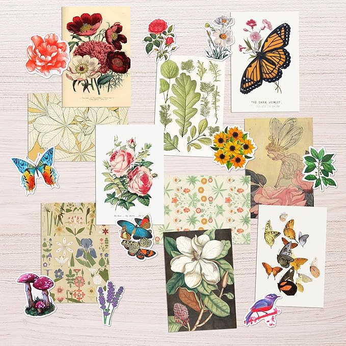 Artivo Vintage Decor Wall Collage Kit, Botanical Wall Collage Cards, Vintage Wall Decor Art Print, Bedroom Decor for Women, 50 Set 4x6 inch