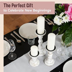 Large Candle Holders for Pillar Candles - Rustic Farmhouse Style Home Decor - Perfect for Table Centerpieces, Coffee Table or Fireplace Mantel - 3 Piece Set - White