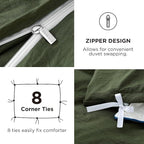 Bedsure California King Size Duvet Cover with Fitted Sheet - 4 Pieces Prewashed Cotton-Like Extra Soft Bedding Set, Includes 1 Duvet Cover 104x98 Inches, 2 Pillow Shams, 1 Fitted Sheet, Olive Green