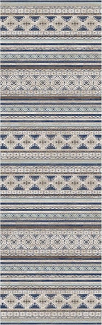 RUGSURE Washable Area Rugs 2'6'' x 8' - 1/6 Thick - Moroccan-Inspired -Stain & Water Resistant Non-Slip - Resistant Rug for Living Room, Bedroom, Nursery, Pet & Child Friendly (Blue and Brown)