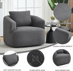 Swivel Accent Chair,360° Rotating Barrel Chair,Teddy Fleece High-Resilience Sponge Single Sofa, Easy Assembly for Living Room, Bedroom, Apartment Dark Grey