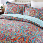 Travan 3-Piece Bedspread Quilt Set Oversized Reversible Quilted Bedding Cotton Coverlet Set with Shams, Gorgeous Floral Pattern, Twin Size