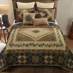 Donna Sharp Queen Polyester Bedding Set - 4 Piece - Antique Pine Lodge Quilt Set with Queen Quilt, Two Standard Pillow Shams and One Decorative Pillow - Machine Washable