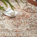 Topllen Washable Area Rug - Area Rug 6'x9' Boho Soft Living Room Rug, Non-Slip Large Area Rugs Indoor for Dining Room Livingroom Bedroom, Vintage Rug (Khaki, 6x9ft)