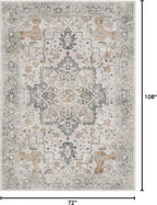 GENIMO 6x9 Area Rugs for Living Room, Machine Washable Low Pile Rugs, Chenille Non Alip Vintage Rug for Bedroom, Dining Room, Home Office, Light Taupe Brown