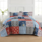 Secgo King Comforter Set for Bed - 100% Cotton Quilts Queen Size, Black Bedspreads (98 * 106 Inch) with 2 Pillow Shams, Patchwork Reversible Lightweight Bedding