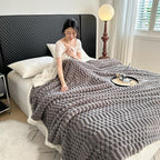 UKELER Sherpa Bed Blanket 80 × 90 inch, Ultra Soft Queen Size Throw Blanket for All Season, 470 GSM Cozy Plush Striped Fleece Blankets for Bedroom Living Room Dorm Hostel Sofa Camping, Dark Grey