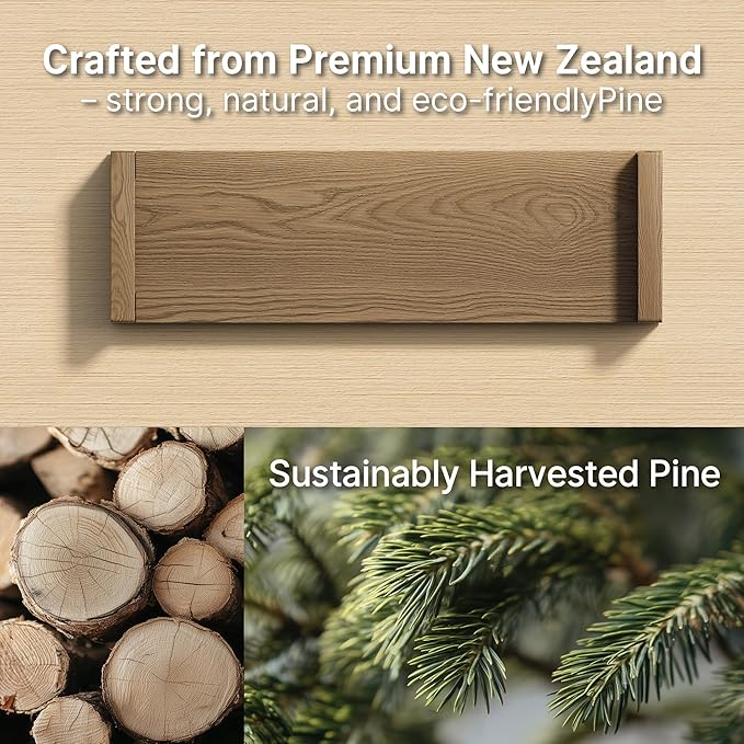 Vailando Floating Shelves for Wall, Set of 4 Solid Wood Wall Mounted Shelves, 16" Rustic Walnut Display Shelf for Bedroom, Living Room, Bathroom, Kitchen – Strong Load Capacity & Natural Pine