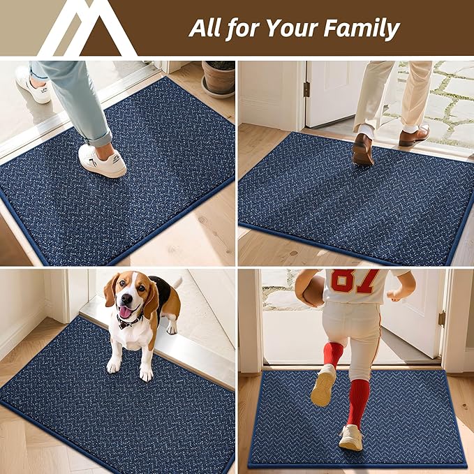 COSY HOMEER-Door-Mat 32"x48" Non Slip Absorbent Entryway Rugs Dirt Trapper Doormats Washable Entrance Mats Low Pile Welcome Floor Mat for Front Back Door and Entry Mats,Navy Blue