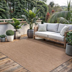 Washable Indoor Outdoor Rug 8x10 Weather Resistant Area Rugs Modern Solid Jute Rug for Porch Deck Balcony Backyard Patio Outside Carpet (8 X 10 Jute Beige)