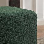 KINWELL 18.5" Wide Modern Square Boucle Upholstered Ottoman with Solid Wood Legs Set of 2, Cube Ottoman Multi-Functional Sofa Footrest, Extra Seating for Living Room, Bedroom, Fully Assembled (Green)