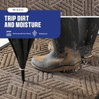 Mibao Front Door Mat Outside Entrance, Durable Outdoor Indoor Mat, Low Profile Heavy Duty Doormat, Non-Slip, Traps Dirt and Moisture, Easy Clean Patio Porch Entryway Mat, 17" x 29.5", Brown