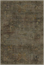 GENIMO 6x9 Area Rugs for Living Room, Machine Washable Non Slip Vintage Rugs, Low Pile Lightweight Chenille Print Rug for Bedroom, Dining Room, Home Office, Moss Taupe