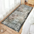 2'6'' x 8' Washable Area Rug - Low Pile Soft Vintage Indoor Rug for Living, Dining or Bedroom - Lightweight Carpet with Non-Slip Backing - Foldable for Easy Placement, Blackish